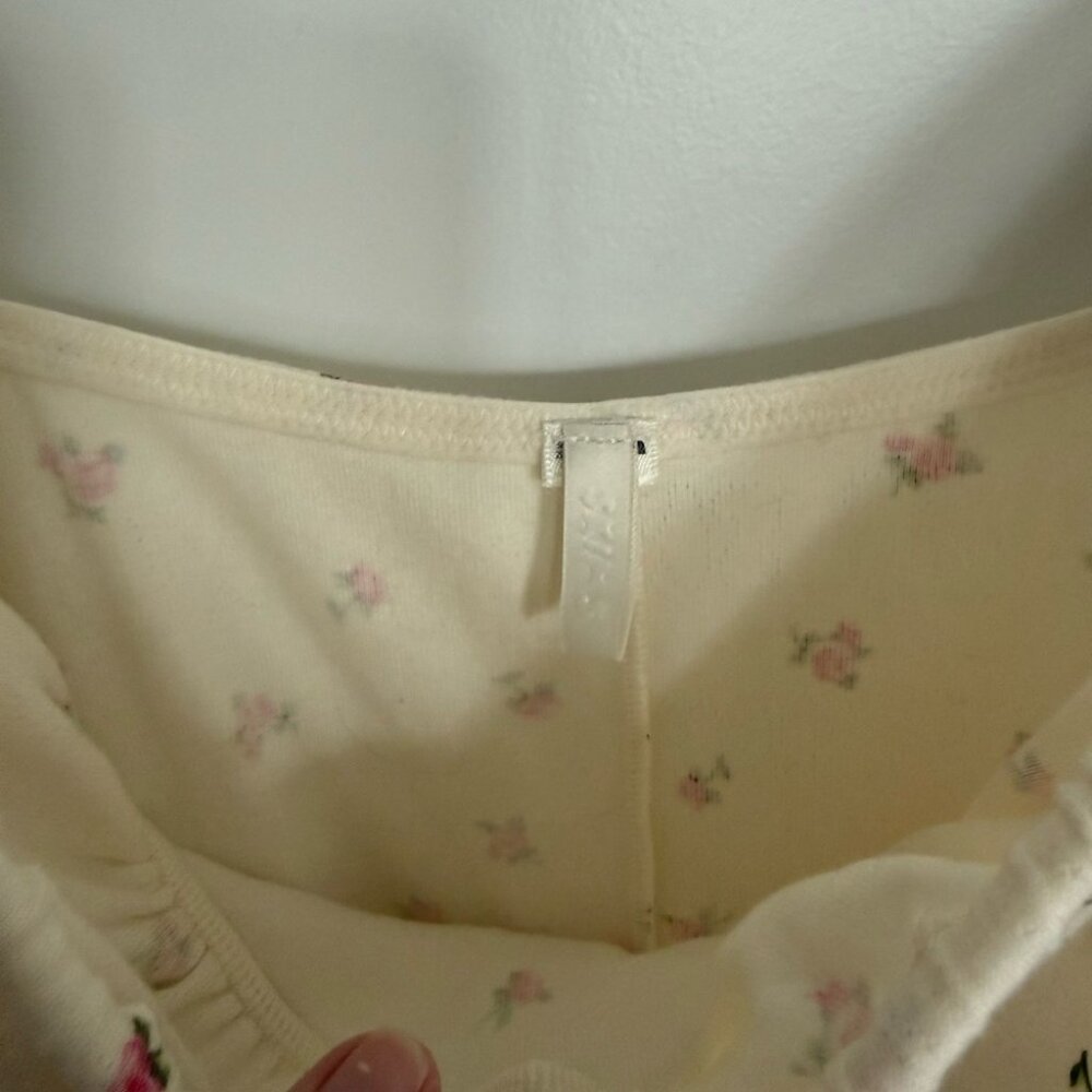 SKIMS NWOT Logo Pointelle Floral Cream Mini Dress - Picture 5 of 9